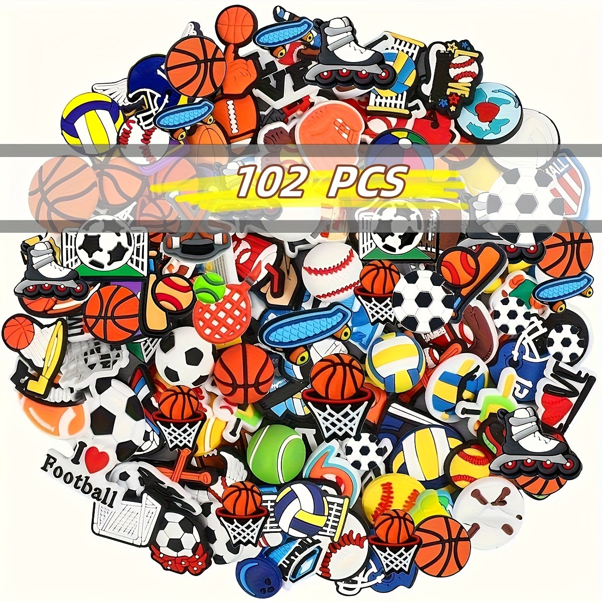 Unisex Sport-Themed Charm Elements for DIY Shoes Bags or Bracelets 15/22/33/82/102pcs