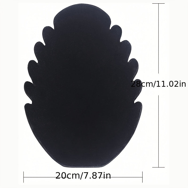 Black Plush Jewelry Display Stand with Pendant Holder and Notches