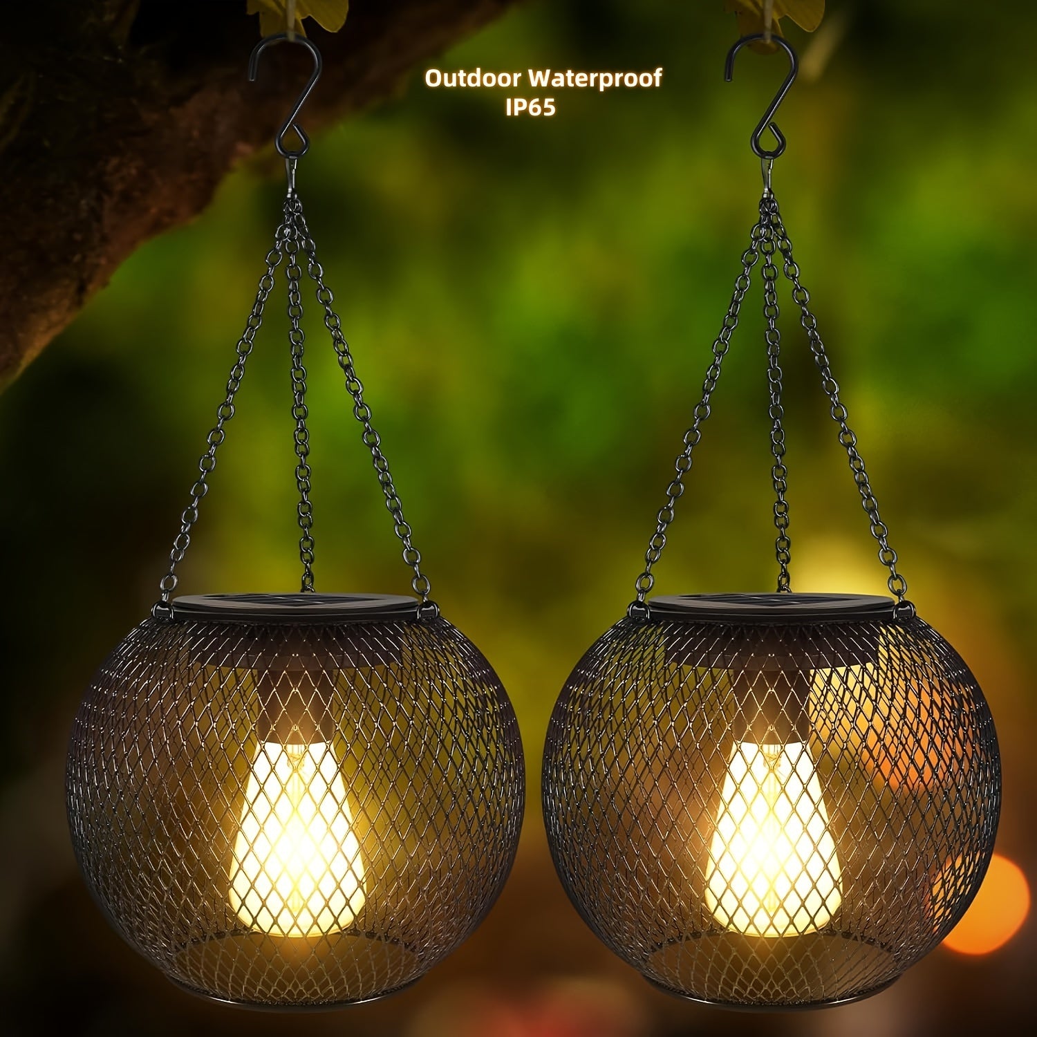 Faroles solares exteriores para decoración de jardín Pack de 1 o 2 luces de camino de metal para patio, balcón y terraza