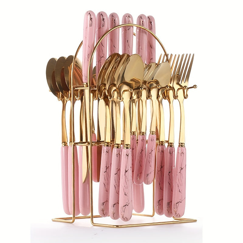 Набор столовых приборов из нержавеющей стали на 24 предмета с керамическими ручками для обеда и десерта