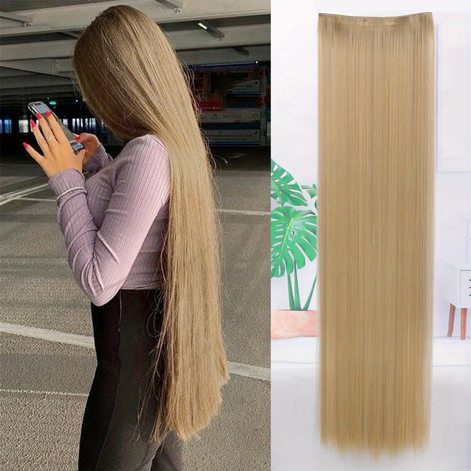 Synthetic Clip-In Hair Extensions for Women Full Head Length and Volume