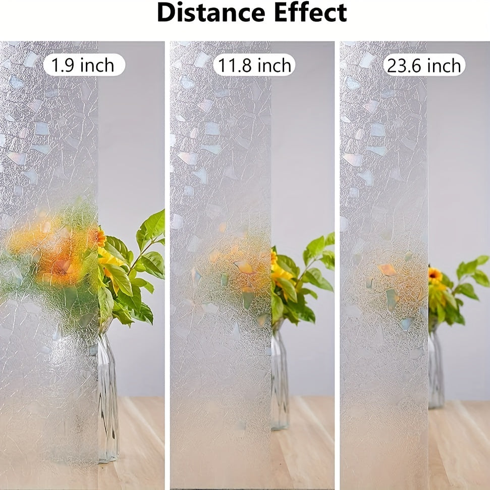 Frosted Stained Glass Window Privacy Film with 3D Vinyl Decals for Living Room