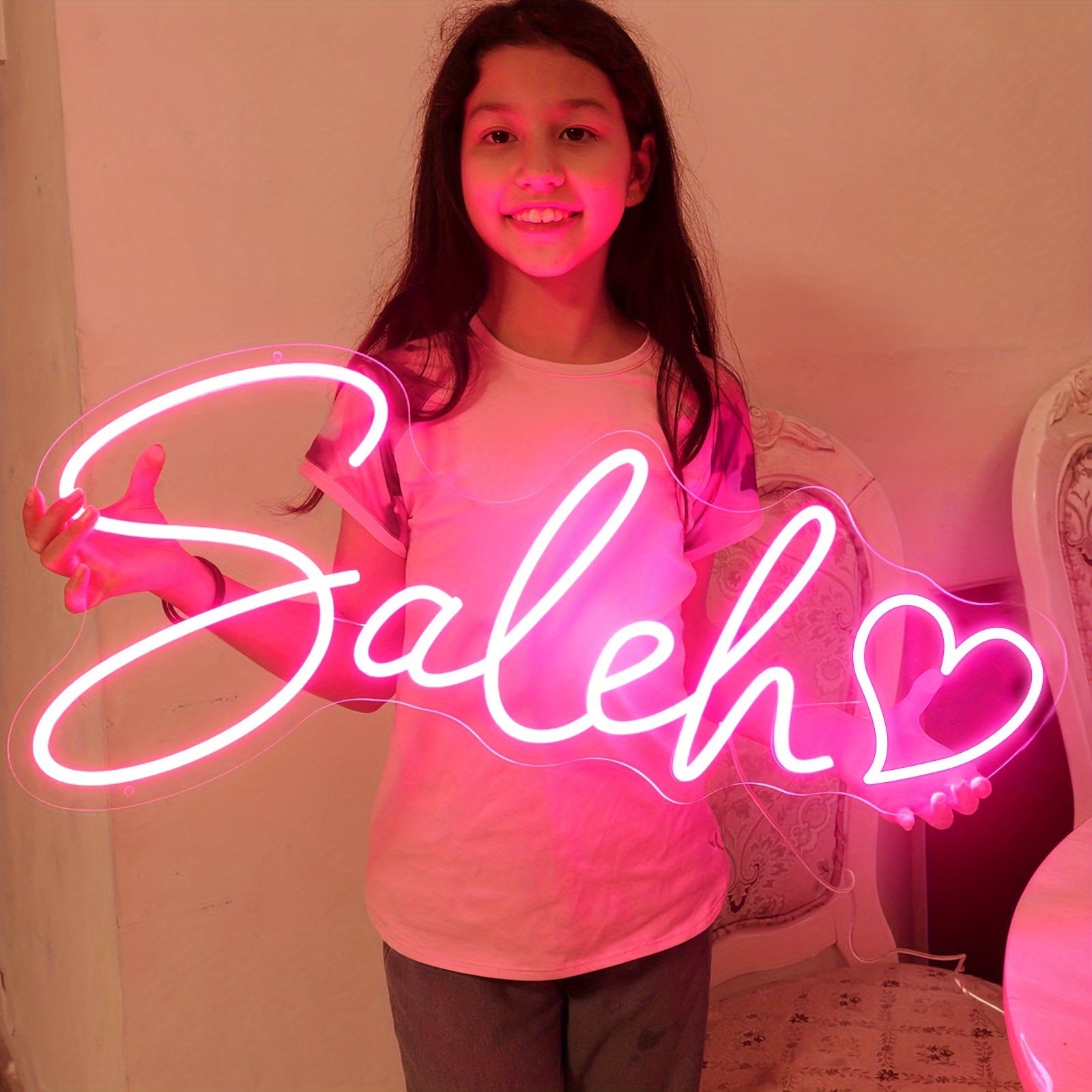 Personalized Heart Neon Sign with Customizable Letters USB Powered LED Decor for Room or Gift