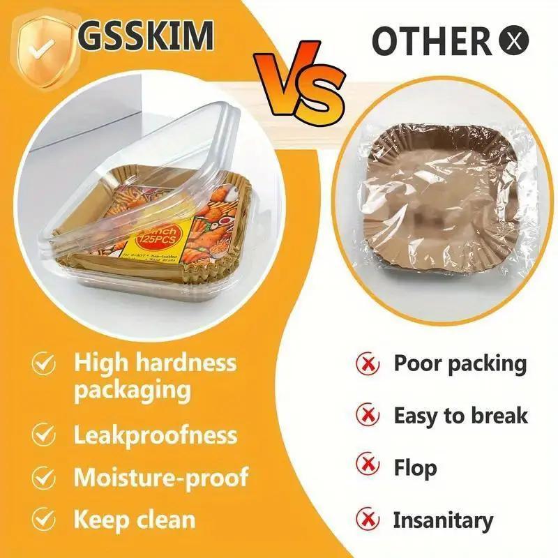 Square Air Fryer Liners 50/100 Pieces Multi-Layered Microwave Oven Safe