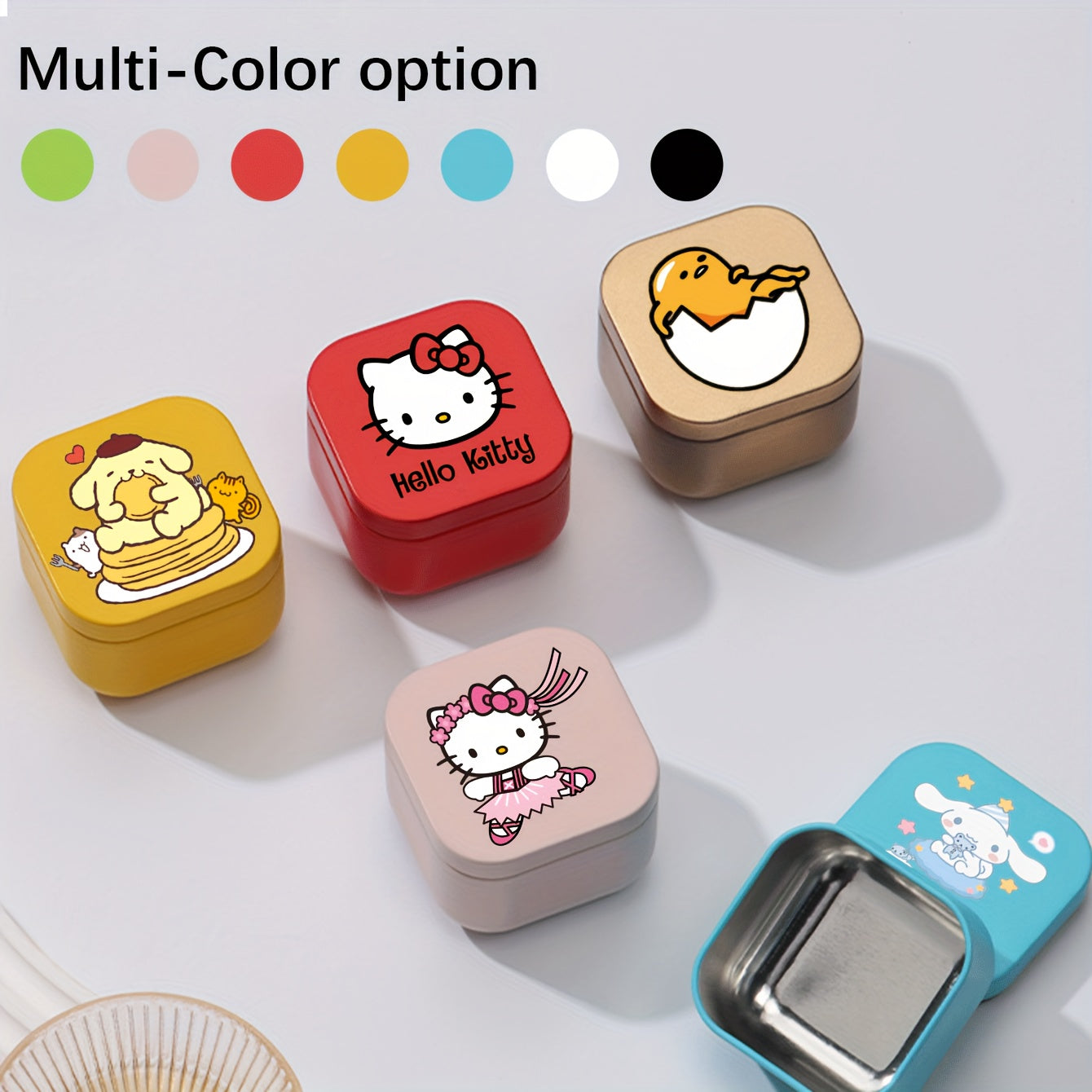Square Metal Storage Box for Jewelry Beads Candy with Hello Kitty and Friends