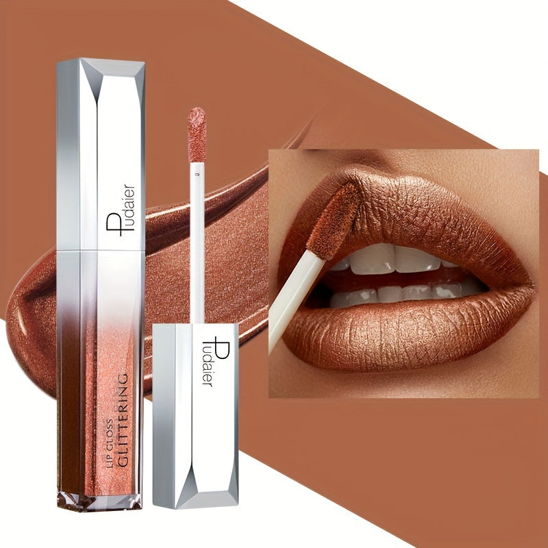 Women Sparkling Glitter Metallic Lip Gloss Waterproof Long-Lasting 18 Colors