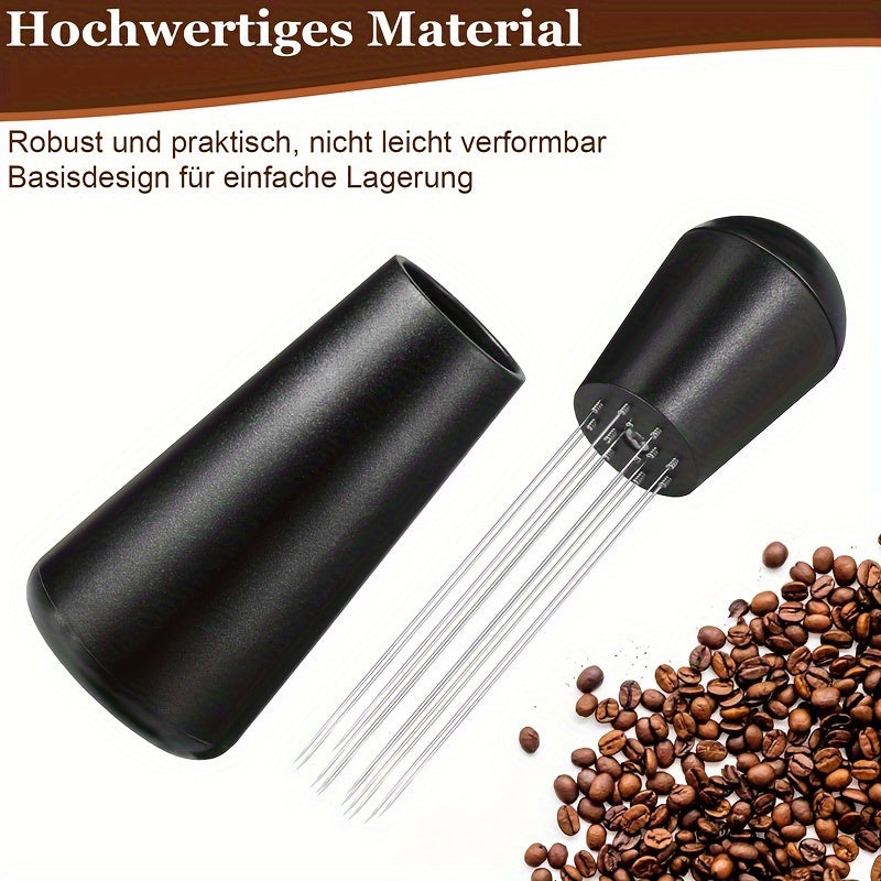 Tamper de café espresso de acero inoxidable ajustable con distribuidor de aguja y agarre cómodo