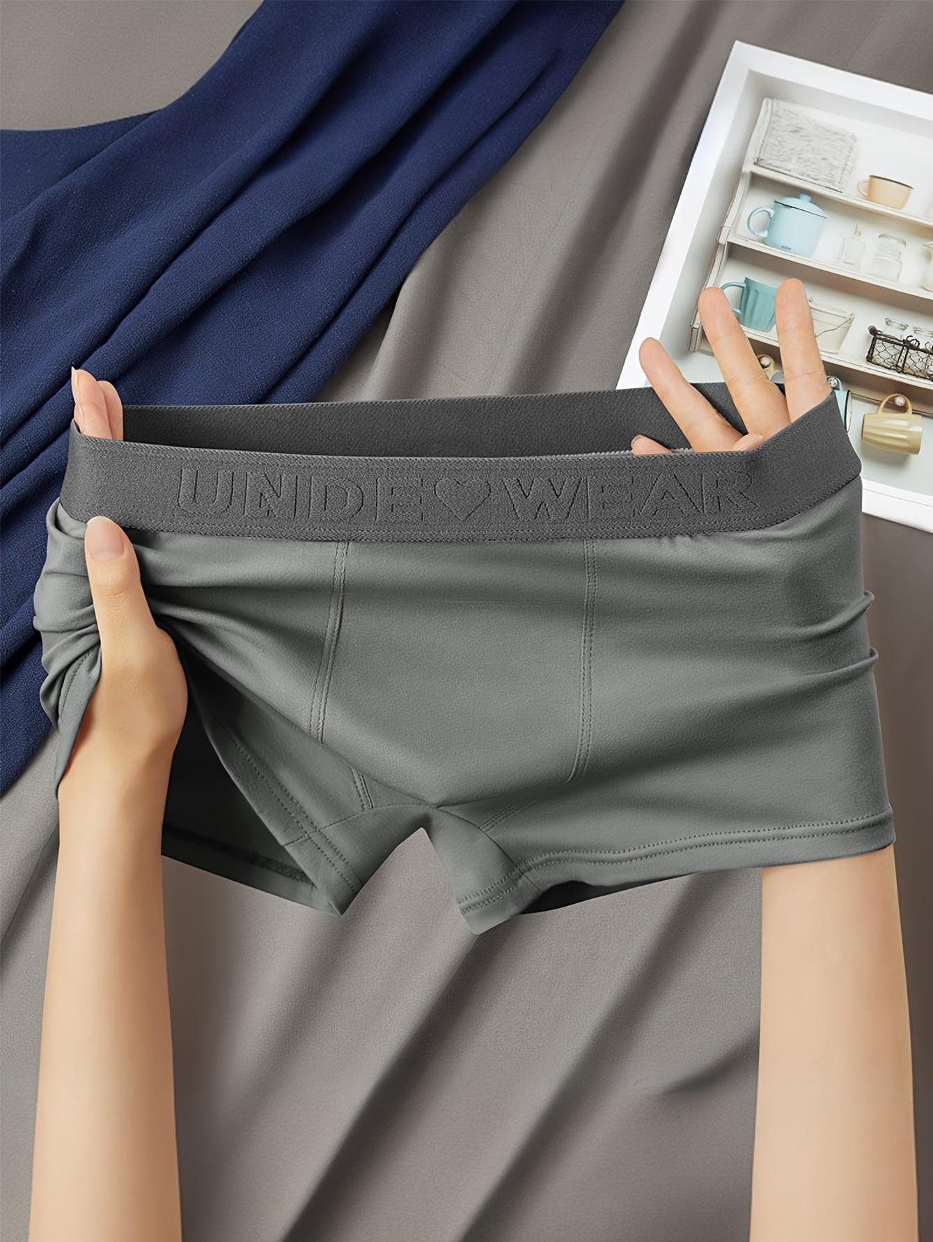 Men's Breathable Cotton Underwear Set Mid-Waist Shorts Solid Color Comfortable Sports Underwear