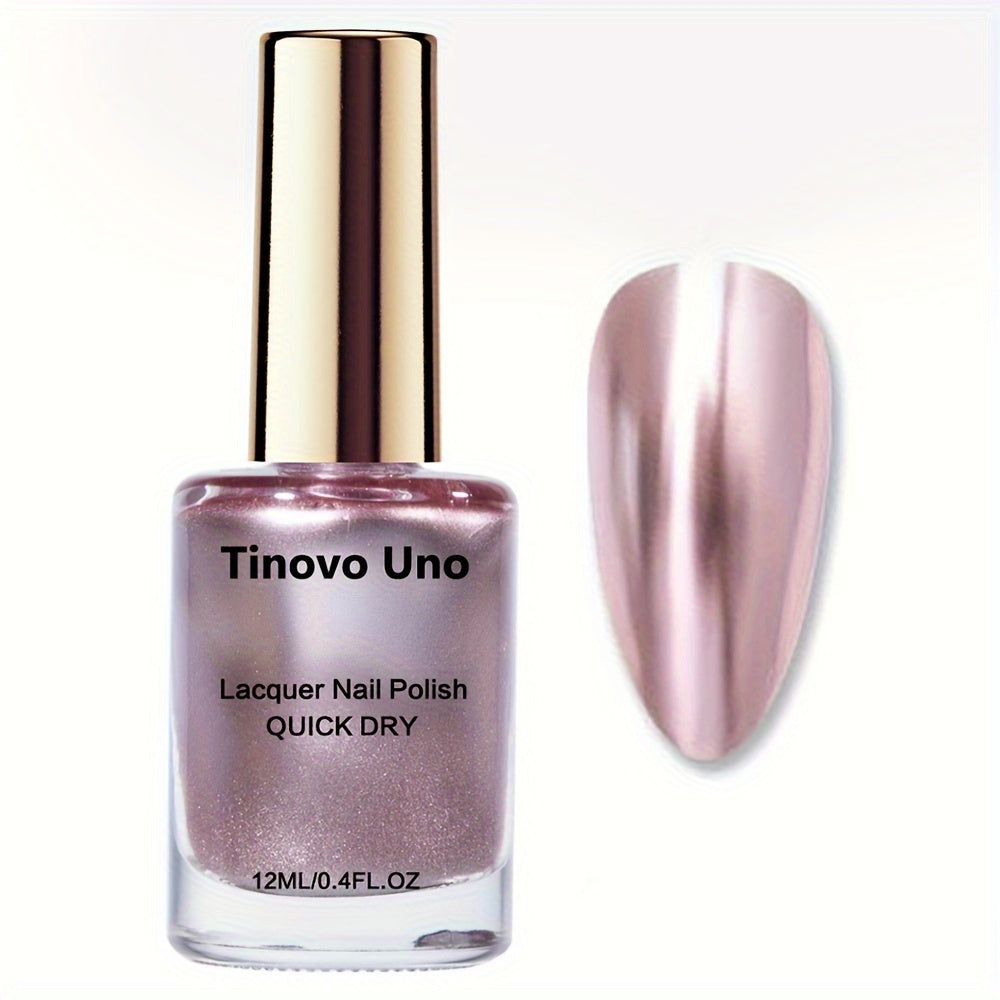 Rose Gold Metallic Nail Polish 12ml Quick Dry Chrome Finish for Adults