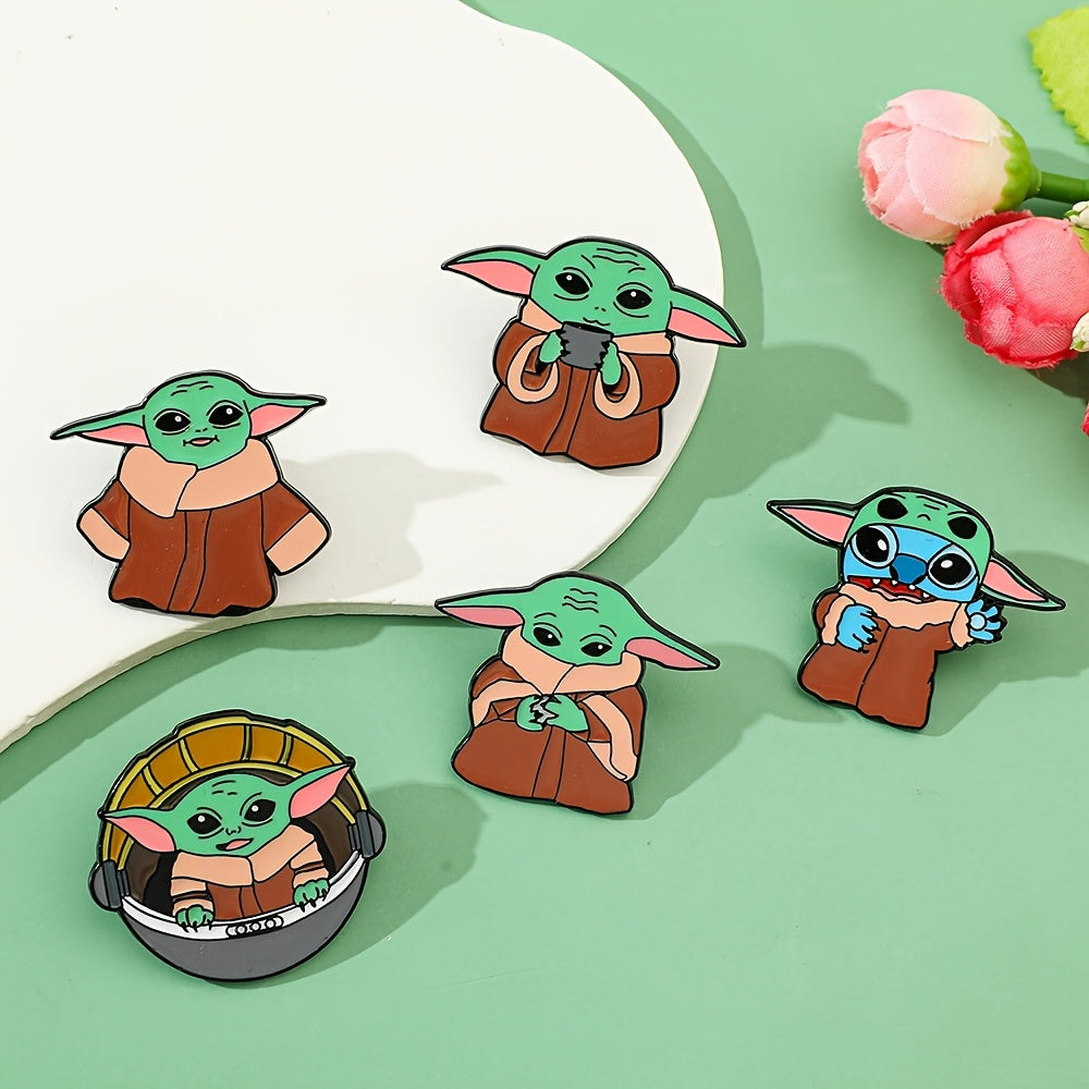 Set of 6 Yoda Enamel Pins Minimalist Alloy Brooches for Bags and Clothing