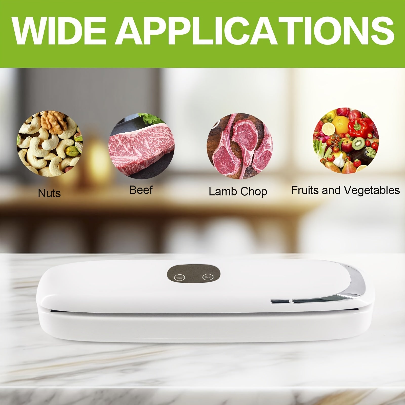 Food Vacuum Sealer with Automatic Air Seal System Dry Wet Food Modes Compact Design