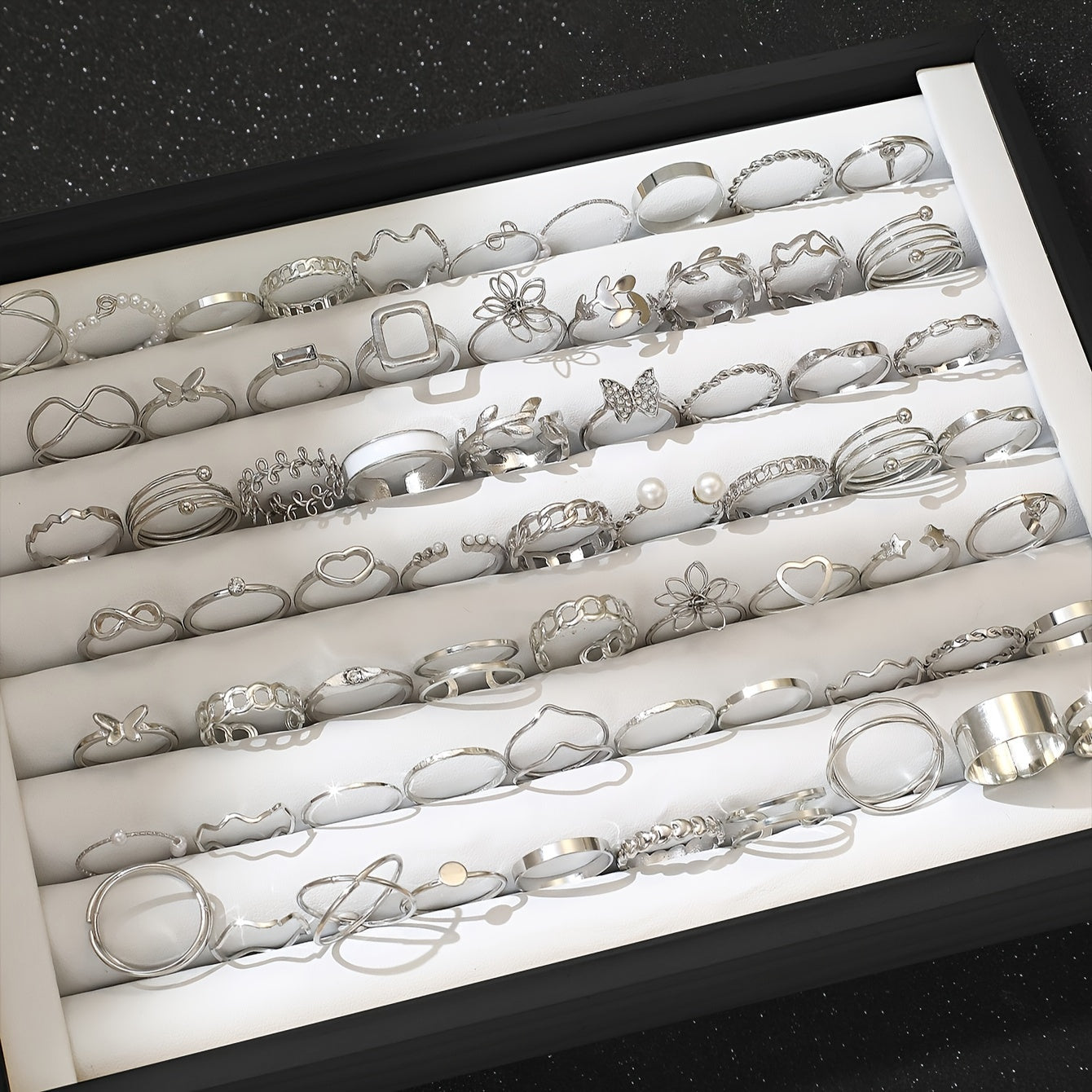 Women’s 66-Piece Jewelry Set with Heart, Butterfly, Flower, Geometric, Pearl, Star, Rhinestone Designs