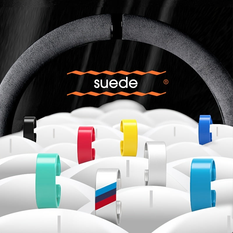 Universal Suede Leather Steering Wheel Cover Non-slip Breathable Four Seasons