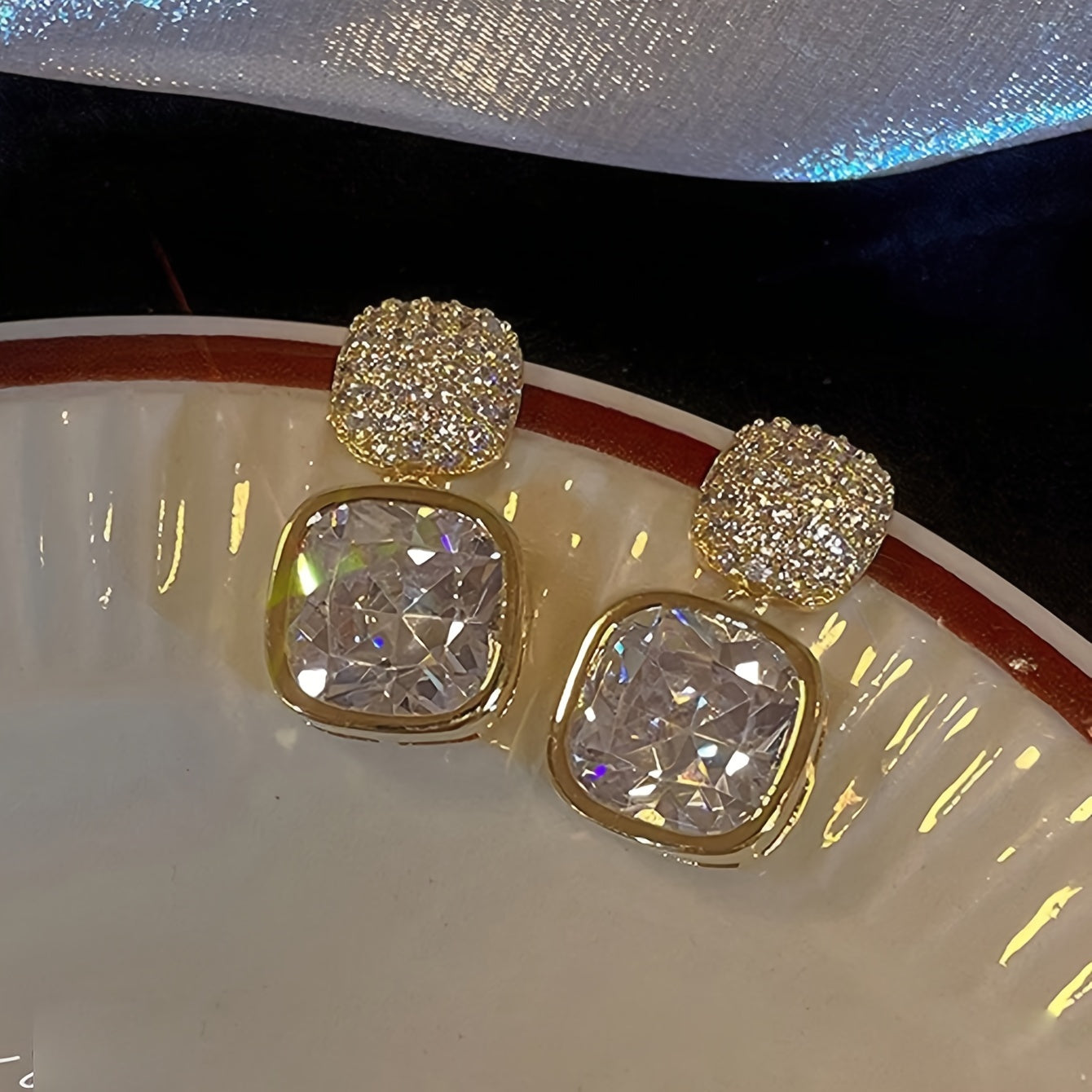 Vintage Rhinestone Drop Earrings for Women Zinc Alloy Dangle Jewelry