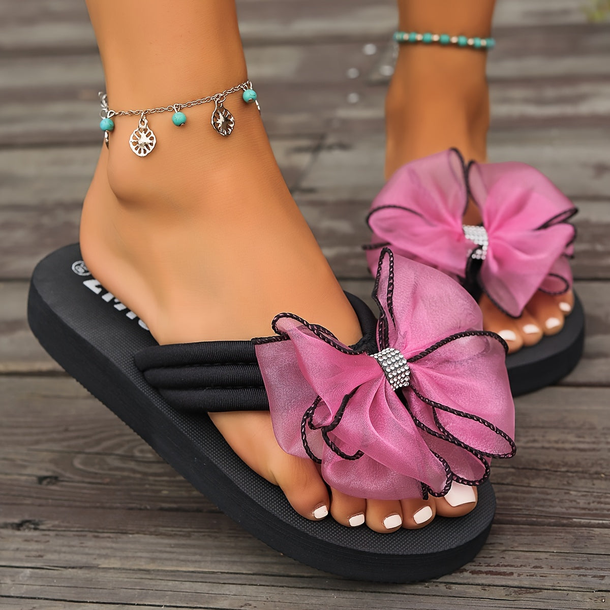 Women's Floral Flip Flops Casual Thong Summer Platform Sandals
