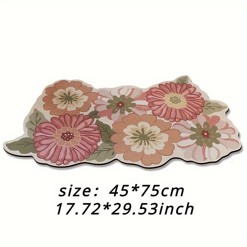 Flower Themed Bath Mat Non Slip Absorbent Quick Dry Bathroom Decor
