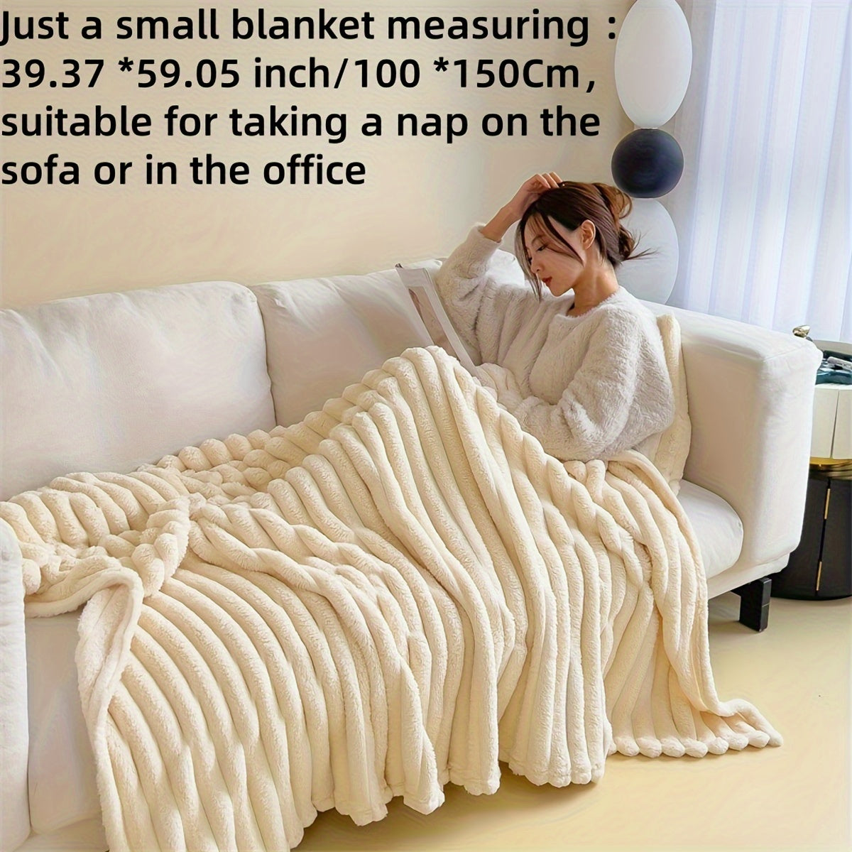 Faux Rabbit Fur Throw Blanket Double-Sided Soft Cozy for Sofa Camping Naps 70x100cm