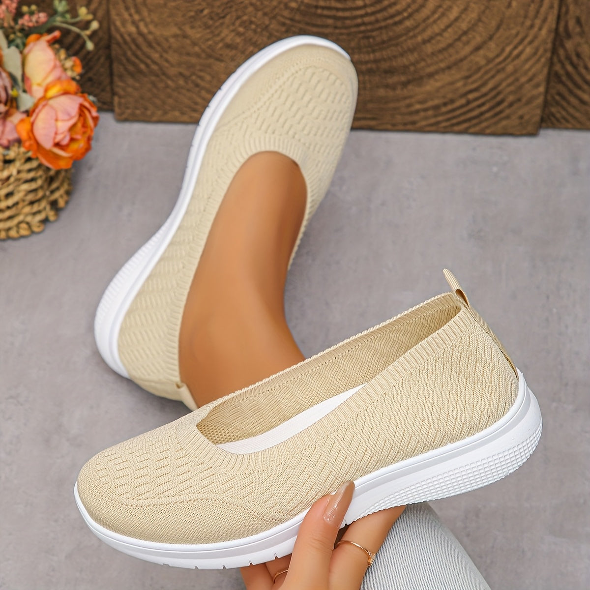Women’s Slip-On Sock Sneakers Light Blue Casual Athletic Shoes