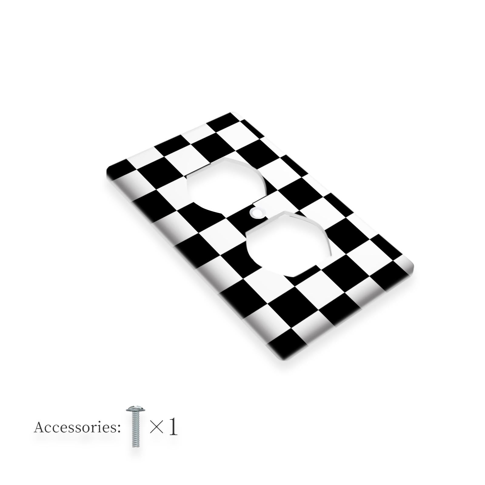 Checkerboard Pattern Switch Plate Cover for 1 or 2 Gang Switches Easy to Clean Suitable for Classrooms and Bedrooms