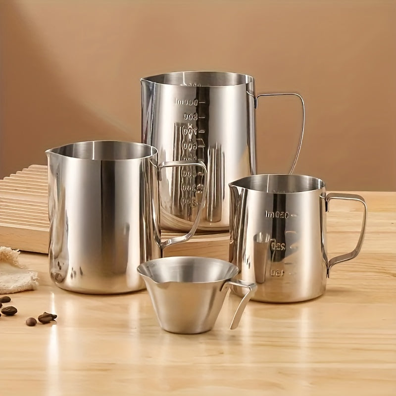 Stainless Steel Frothing Cup with Scale for Hot Milk and Foam, Pointed Spout