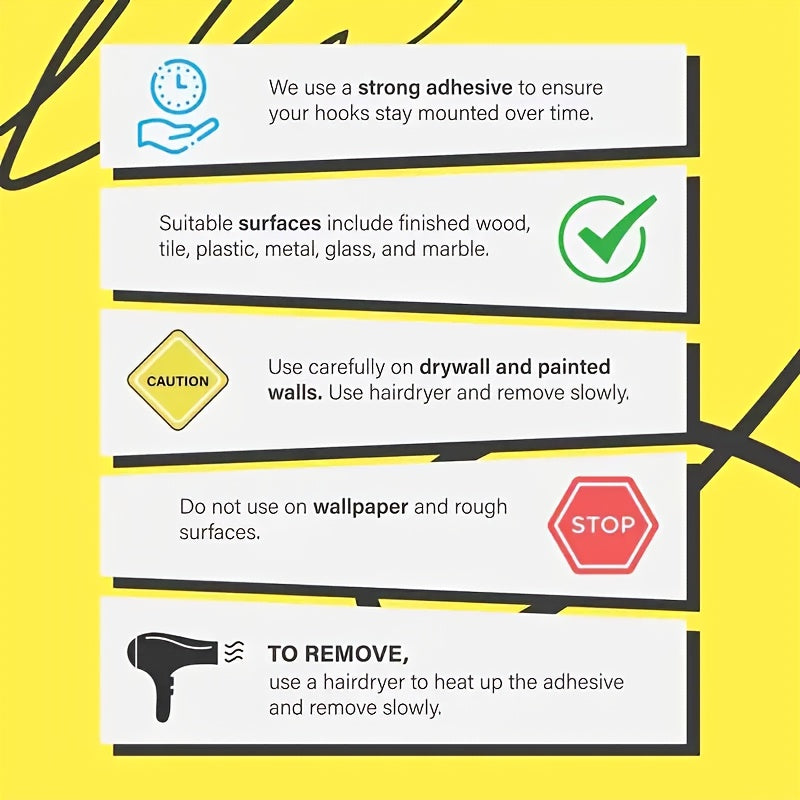 Acrylic Hooks Set of 4 Wall Mount Towel Rack Kitchen Utensil Hanger No-Drill