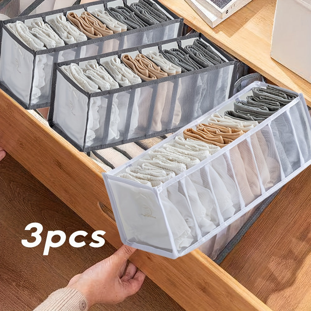 Juego de tres organizadores de tela para ropa interior con siete compartimentos para sujetadores y accesorios