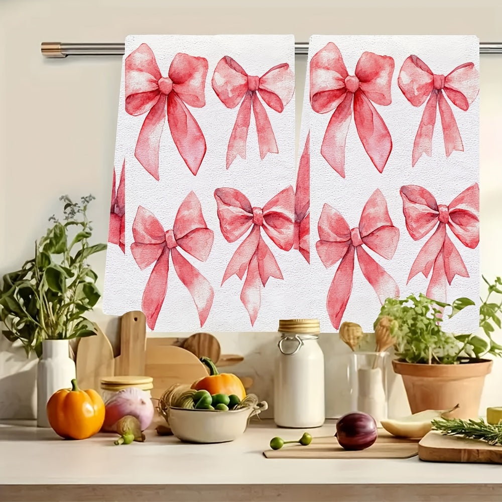 Toallas de cocina ultra suaves con patrón de lazo rojo, absorbentes, 40x60 cm