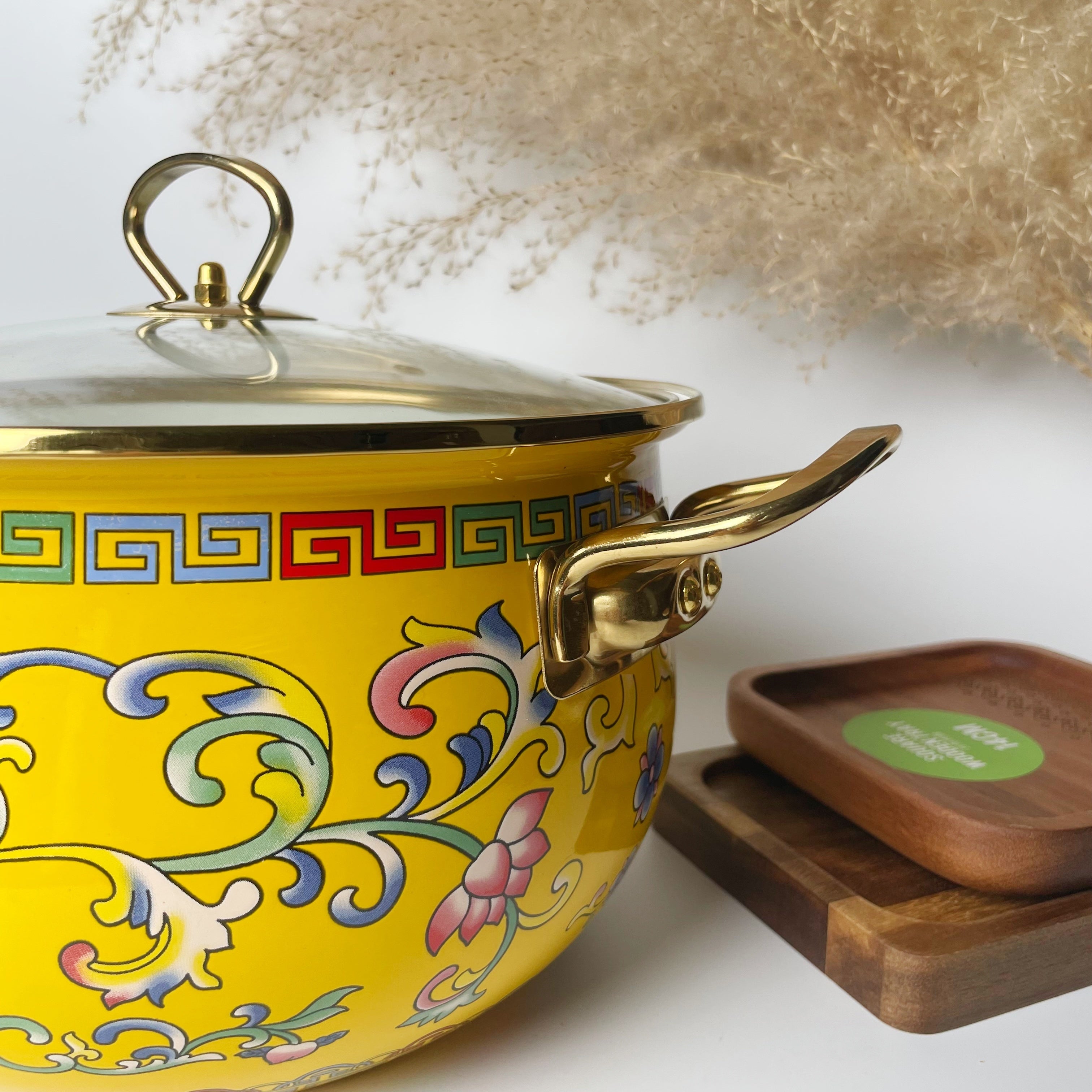 Durable Enamel Soup Pot Set with Lid, Double Ear Handles, Induction Compatible