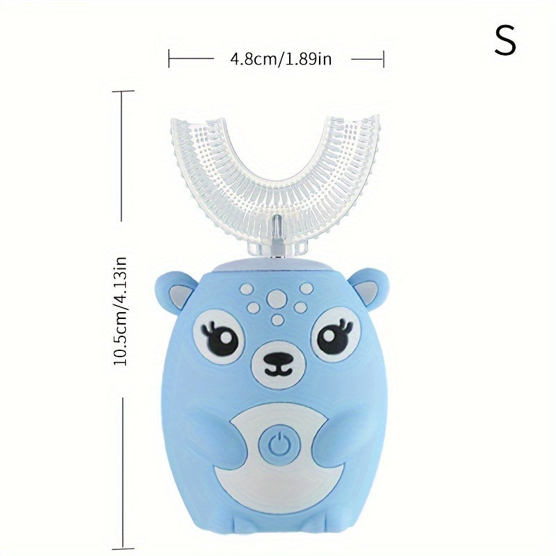 Cepillo de dientes eléctrico en forma de U para niños recargable con temporizador y ciervo de dibujos animados