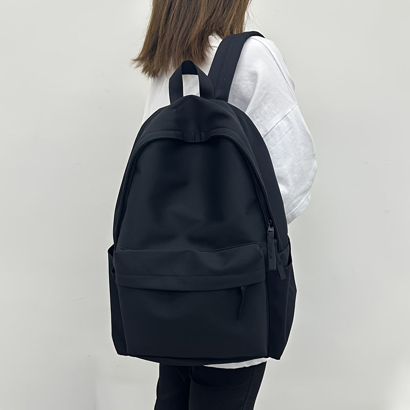 Women's Nylon Backpack with Adjustable Straps Solid Color Large Capacity Casual Bookbag