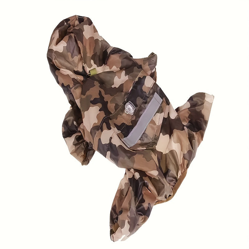 Impermeable impermeable para perros reflectante con capucha y botones a presión para razas pequeñas a medianas