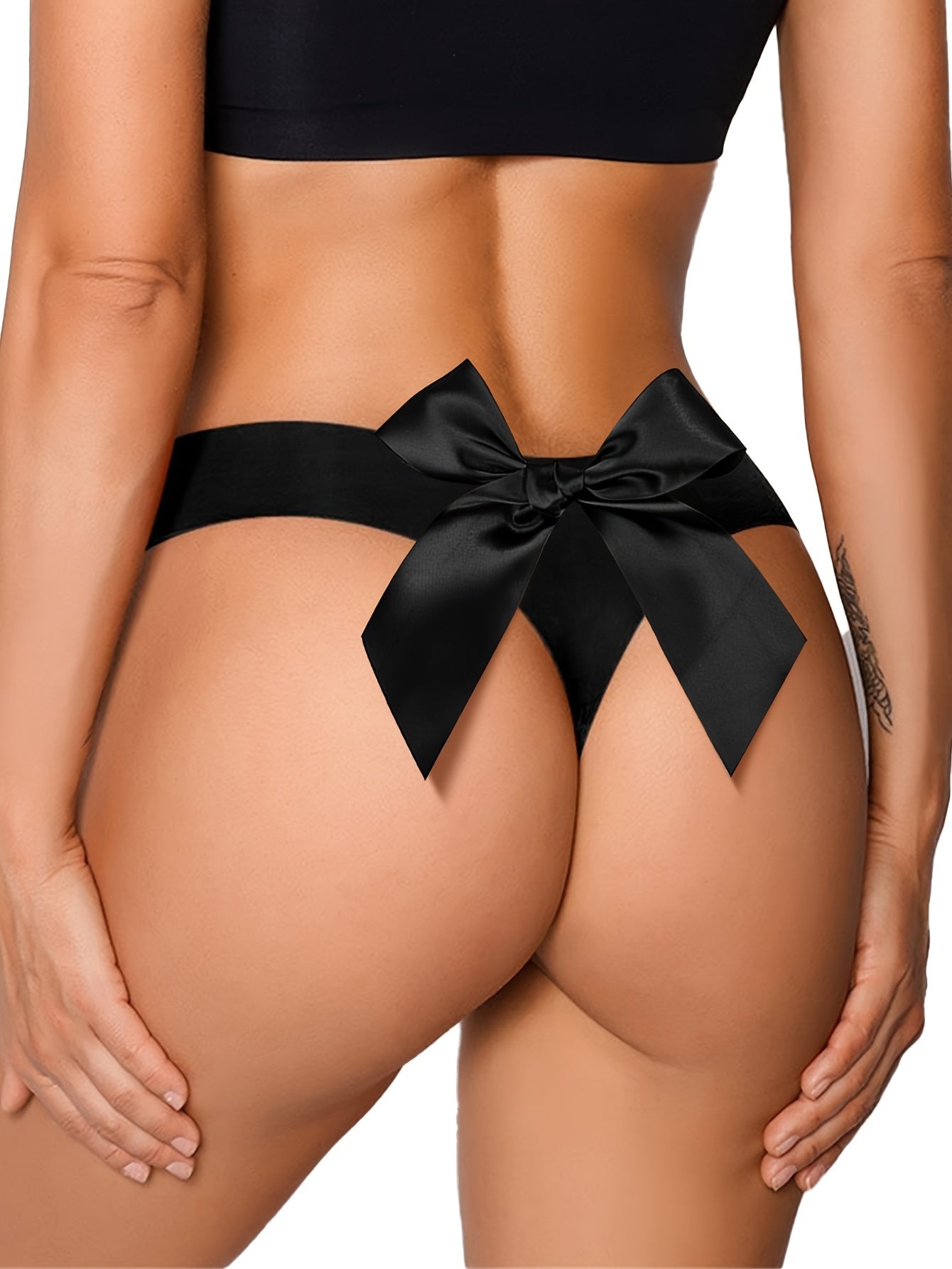 Women's Black Low Waist Thongs Lingerie Underwear