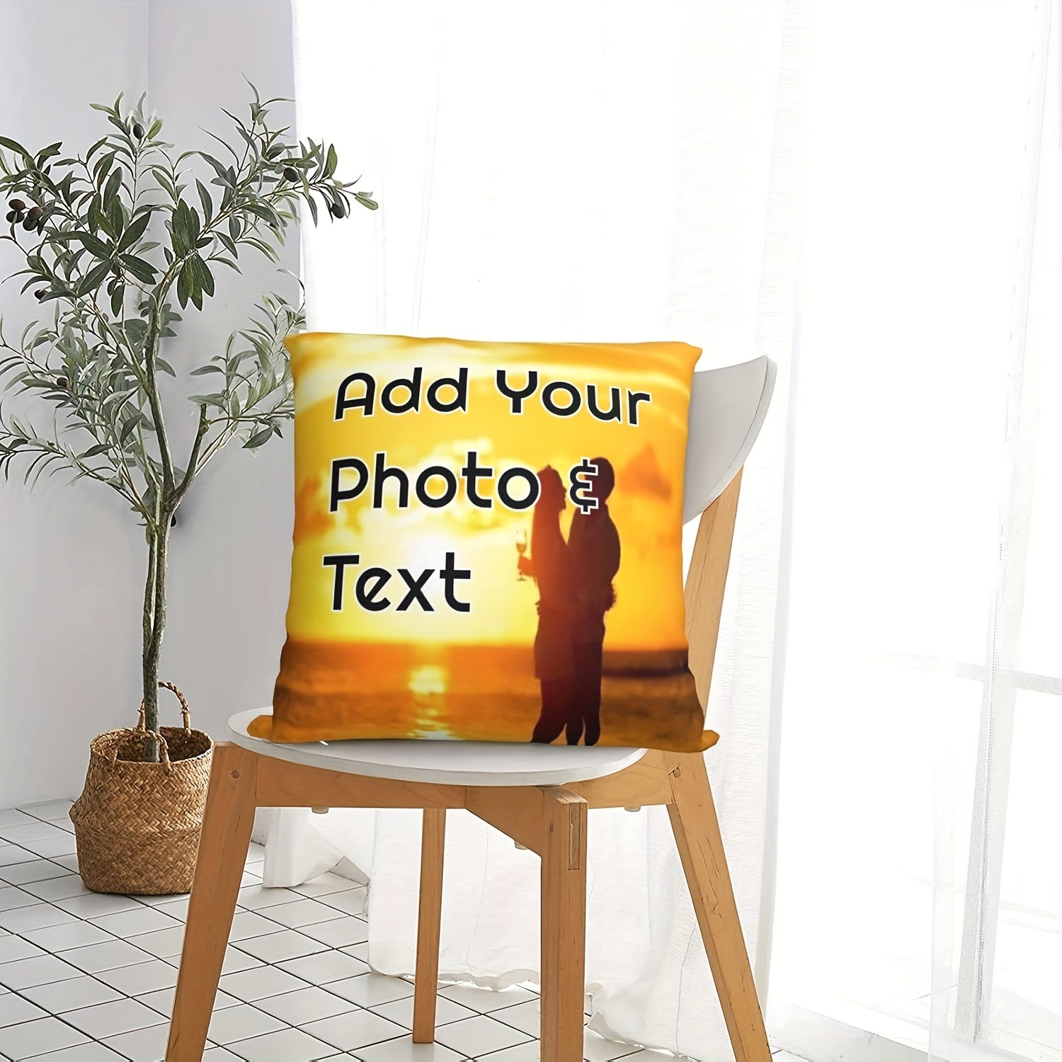 Personalized Photo and Text Pillowcase 45x45 cm Knit Fabric Plush Throw Gift for Mothers Fathers Pet Lovers