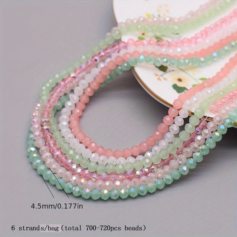 720 Pieces Faceted Glass Rondelle Beads 4mm for Jewelry Making and Crafts