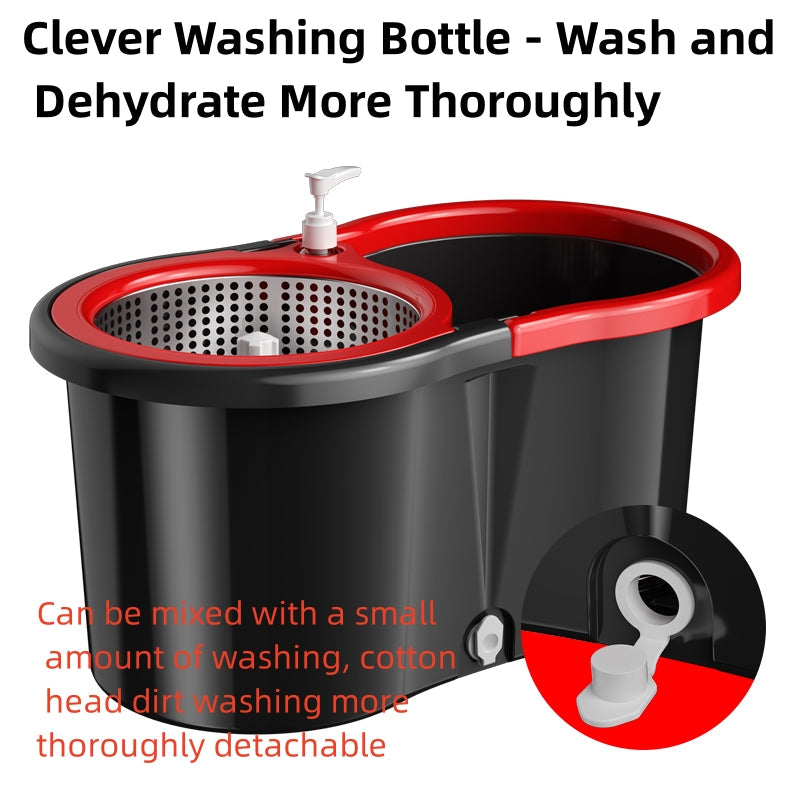 360° Rotating Mop and Bucket Set with 2 Cloths for Kitchen Bathroom Living Room