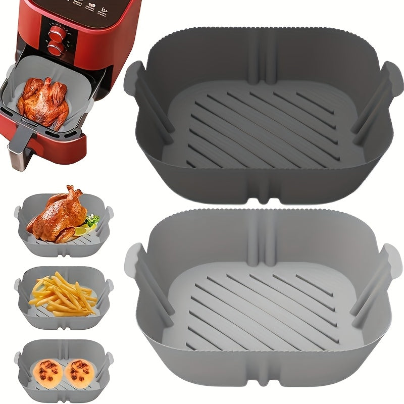 Two-Piece Reusable Silicone Air Fryer Liners Non-Stick Baking Mats for Healthy Cooking