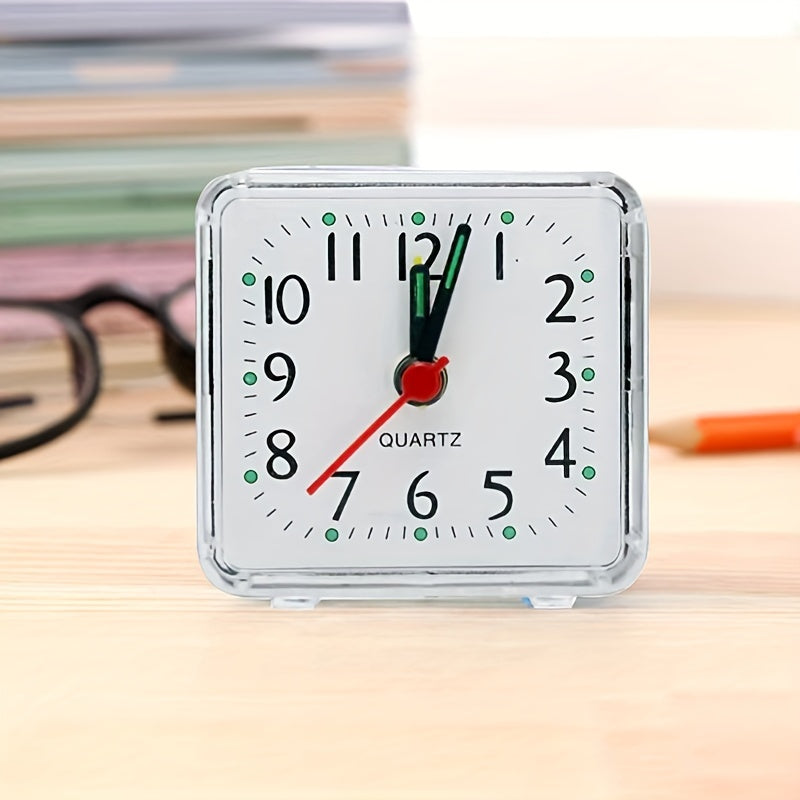 White Square Alarm Clock Without Battery for Dormitory Bedside or Home Desktop