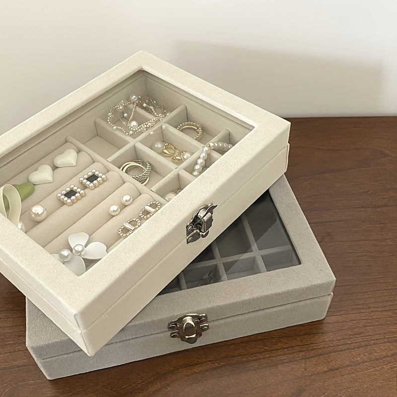 Органайзер для украшений с бархатной подкладкой, ящиками и надежным крючком для колец, цепочек, сережек и часов