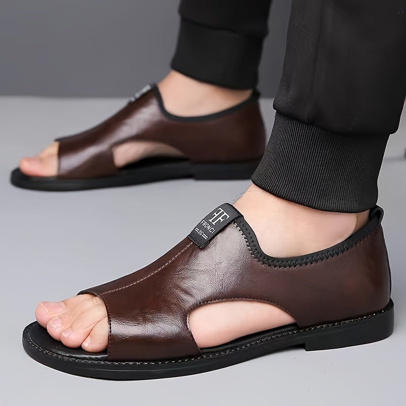 Men's Black Slip-On Sandals Rubber Sole Casual Summer Outdoor