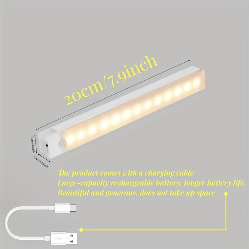 LED Motion Sensor Cabinet Light Wireless Rechargeable Under Counter Closet Night Lighting