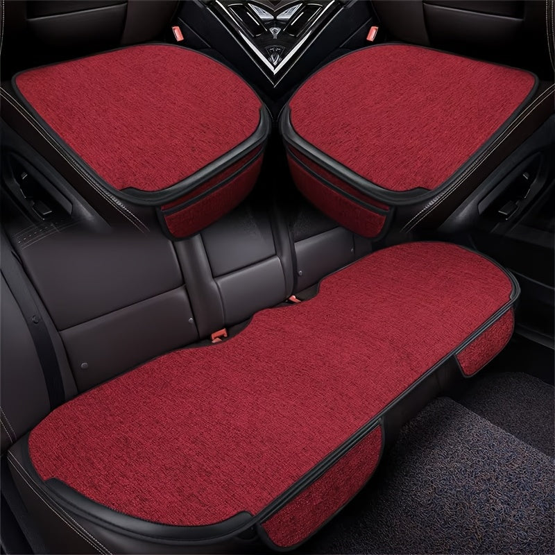 Universal Colorful Linen Car Seat Cushion Set Breathable Non-Slip