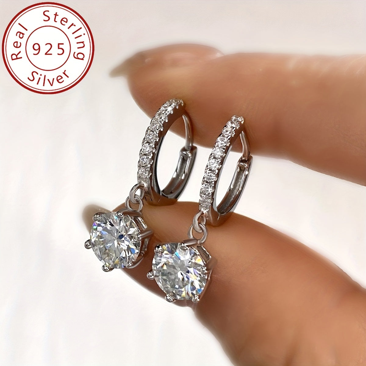 2CT Moissanite Earrings for Women 925 Silver Wedding Jewelry Gift