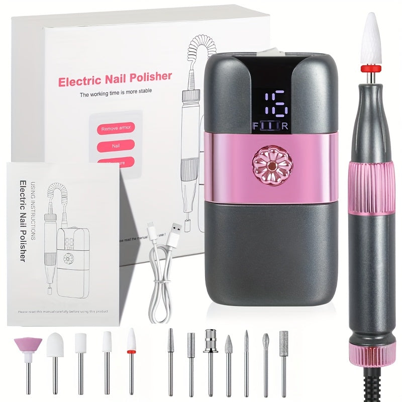 Upgraded Portable Electric Nail Grinder with Rechargeable Lithium Battery for Manicure and Nail Removal