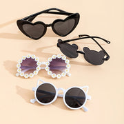 Set of 4 Teen Fashion Glasses Heart and Bear Ear Shapes White and Black Durable PC Frames