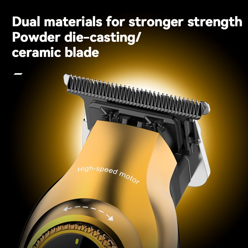 Electric Hair Clipper for Men Adjustable Speed LED Display Metal Body Precision Blade USB