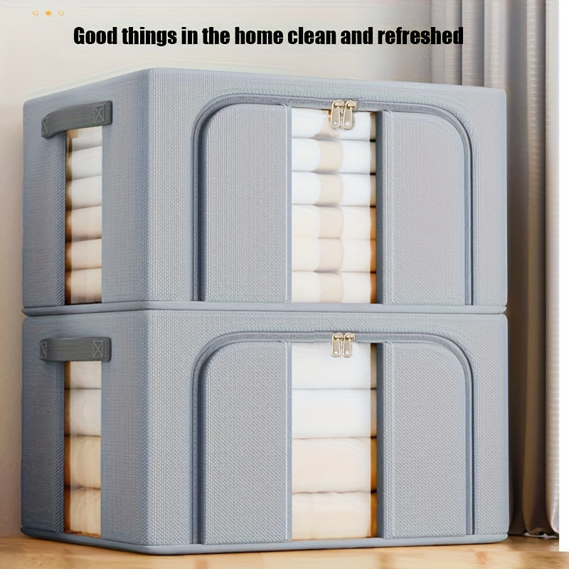 Caja de almacenamiento con marco de acero y ventana de PVC para organización de ropa y plegado