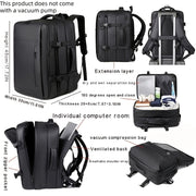 Expandable Vacuum Compression Travel Bag Large Capacity Backpack Laptop Bag Black