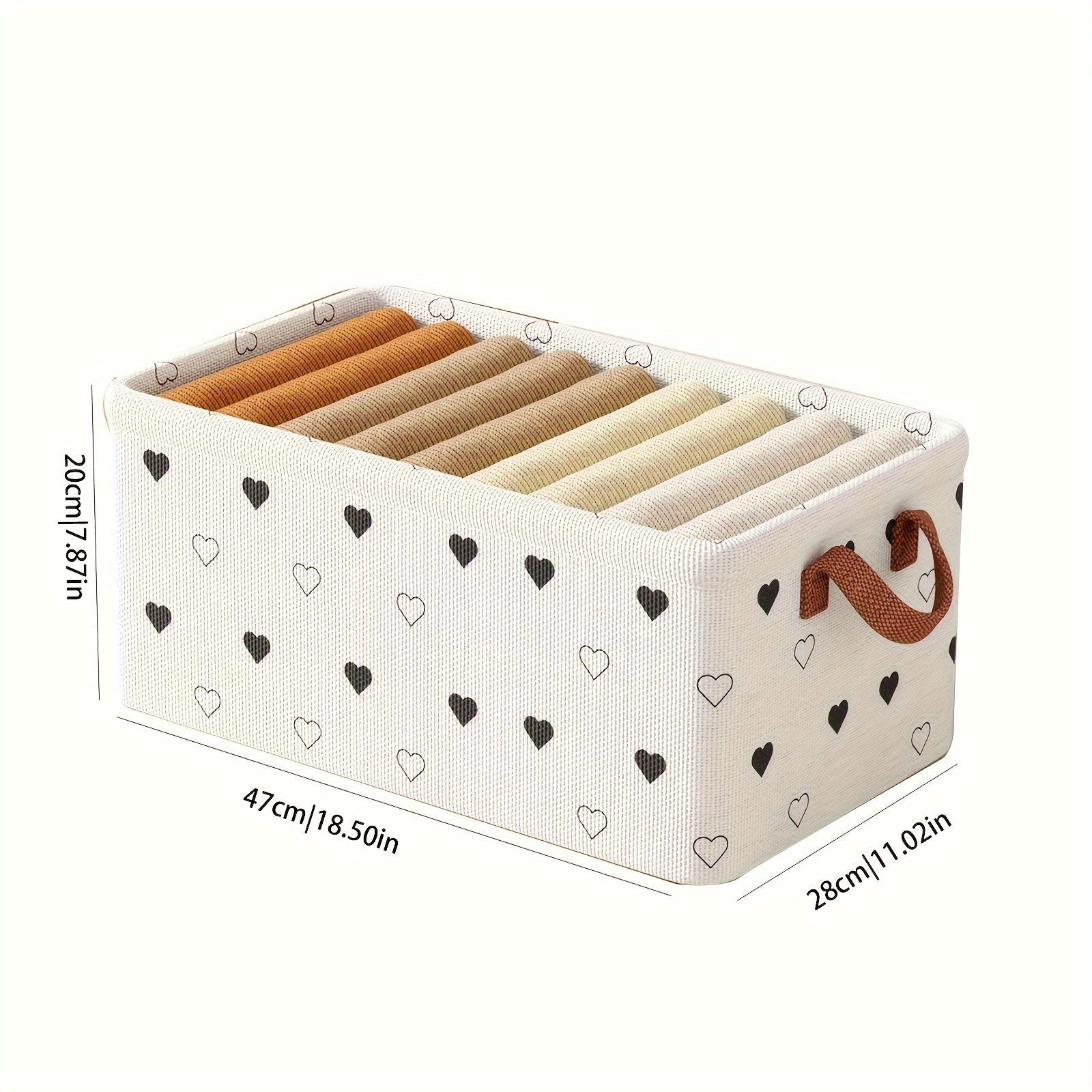 Oxford Fabric Storage Box with Handle Love Pattern for Clothes Books Snacks