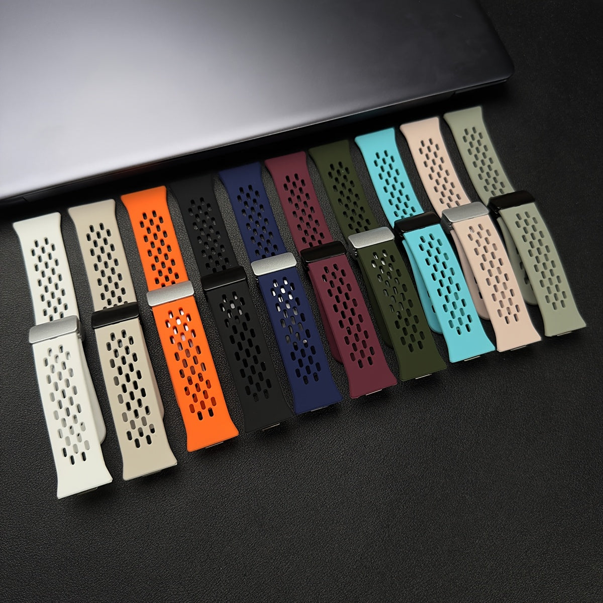 Silicone Watch Strap Breathable Multi-Hole Magnetic Folding for Fitness Tracker