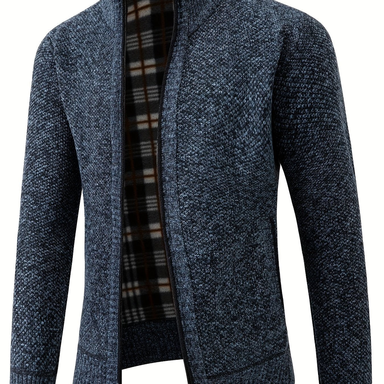 Men's Solid Fleece Cardigan with Pockets Turtle Neck Zip Up Sweater for Winter Fall Outdoor Activities